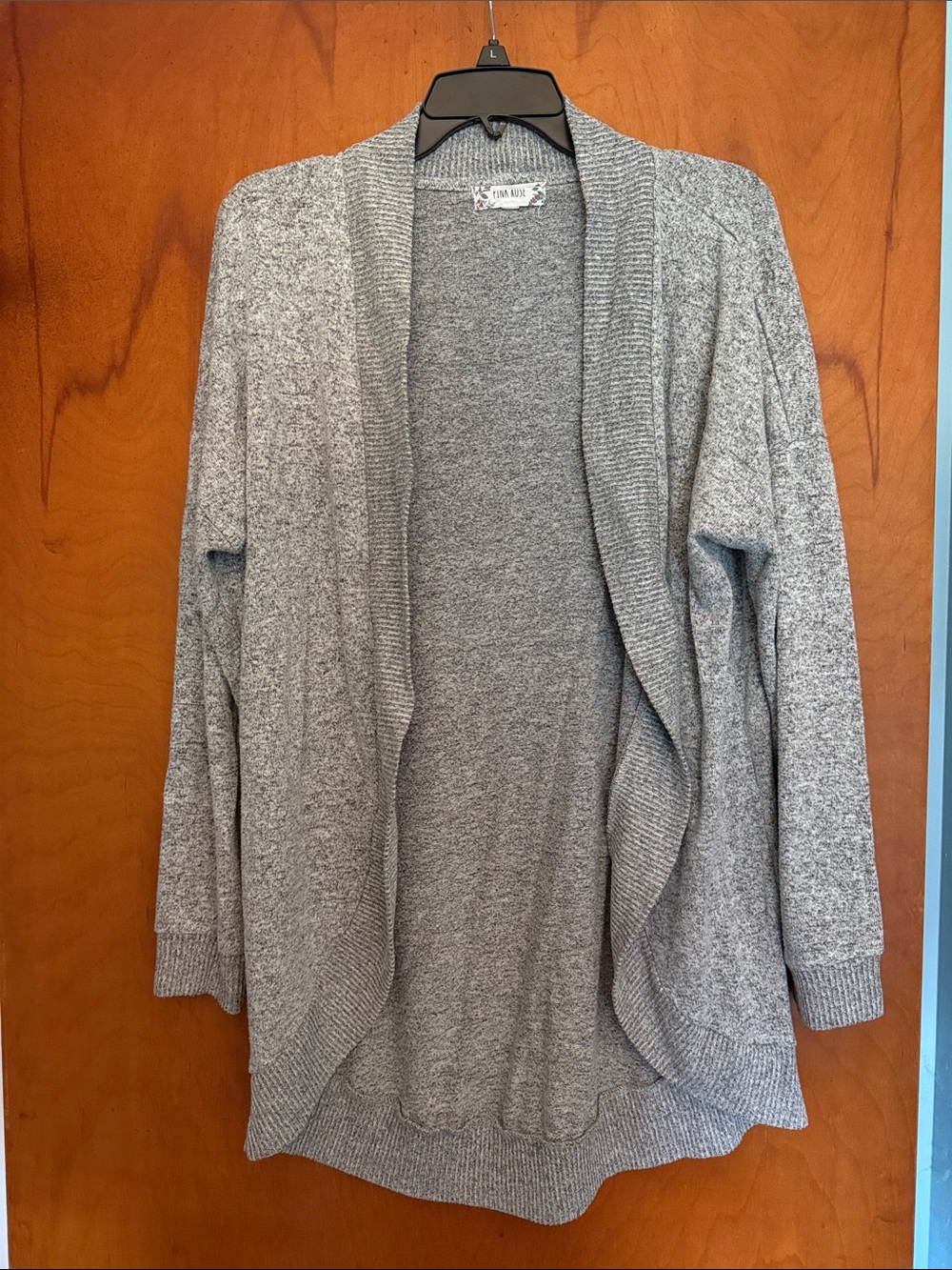 Pink Rose Heather Gray Open-Front Women's Cardigan
